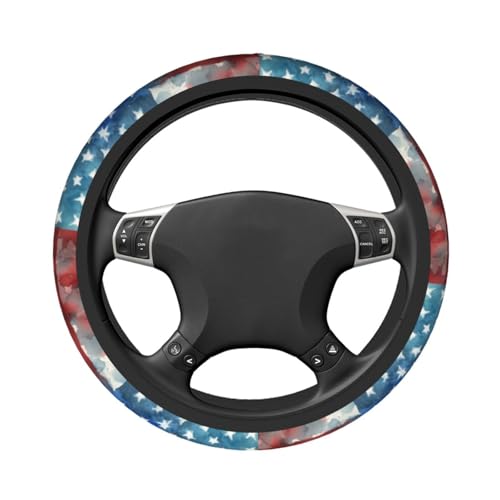 4th of July Flag Steering Wheel Covers Non Slip Neoprene Universal 15 Inch Steering Wheel Protector Car Cover for Men Women - color: 4th Of July Flag