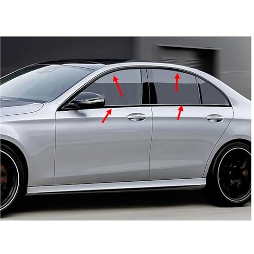 Compatible For Mercedes-Benz E-Class W213 2016-2022 Black Exterior Window Molding Strip Sill Side Cover Trim 8PCS Chrome Delete(Black) - color: Black