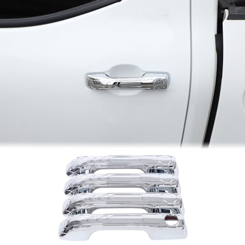 Aunginsy Car Exterior Door Handle Trim Covers Compatible with Toyota Tundra/Sequoia 2022-2025 Front Rear Door Handle Cover Outside Door Handle Outer Covers Protector Shell ABS Accessories, Mech Style - color: White Bright(Mech style)