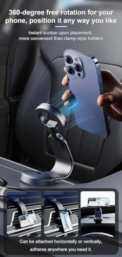 Magnetic Car Phone Mount, Dashboard & Air Vent Compatible, Strong Strong Magnet Aluminum Alloy Holder for Smartphones