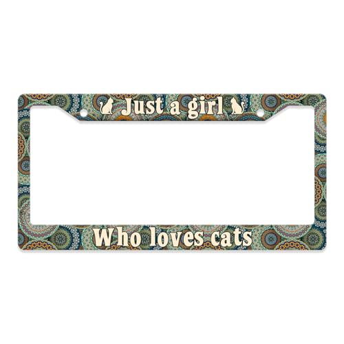 GENANY Cat License Plate Frame License Plate Frames, Cat Lover Car License Plate Cover Fits Standard US Vehicles, Funny Car Accessories, Personalised Car Decorations for Women - color: Cat Lover