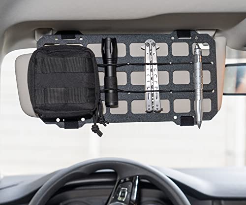 TACNEX Vehicle Rigid MOLLE Panel for Car Visor Organizer EDC Pouch Tool Holster Bag Holder Tactical Gear Rack Truck Equipment Mount Plate Modular Storage Shelf Auto Interior Accessories - style: Visor Panel