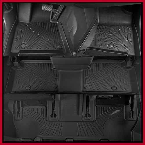 Naibeve Floor Mats for 2017-2023 GMC Acadia 7 Seats Bench Seats - All Weather for GMC Acadia Floor Mats Cargo Mat 2nd & 3rd Row Backrest Mats - size: 18)Acadia 7 Seats|2017-2023