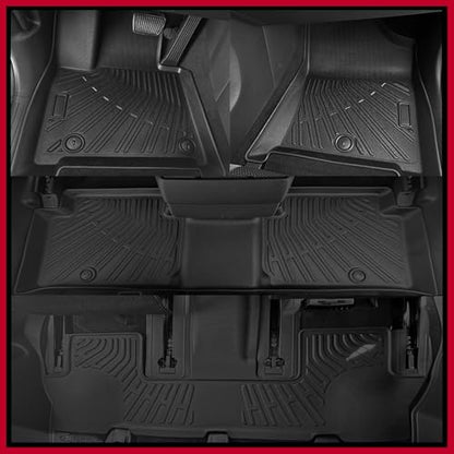 Naibeve Floor Mats for 2017-2023 GMC Acadia 7 Seats Bench Seats - All Weather for GMC Acadia Floor Mats Cargo Mat 2nd & 3rd Row Backrest Mats - size: 18)Acadia 7 Seats|2017-2023
