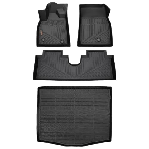 Binmotor-Floor Mats & Cargo Liner Set for Ford Mustang Mach E 2021-2026, All Weather Car Floor Mat for Ford Mustang Mach E TPE Car Liners Trunk Liner Accessories - style: 1) Car Mats for Ford Mustang Mach E (2021-2026)