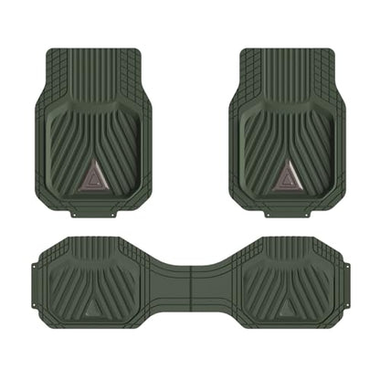 August Auto Heavy Duty Rubber Floor Mats， Durable All Weather Green with Carbon Aluminum Car Mats with Deep Dish Universal Waterproof Floor Mats for Sedan, SUVs, Truck, Vans Set of 4 (Green)