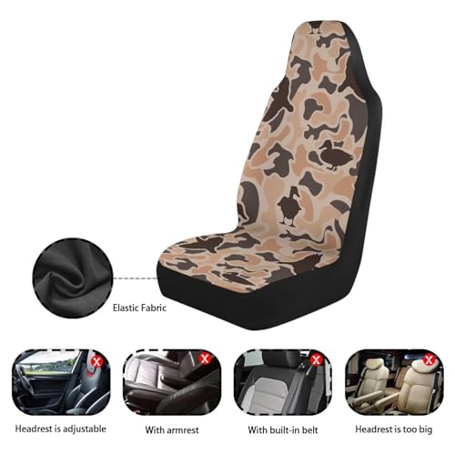Duck Hunter Camo Car Seat Covers Front Seats 2 Pcs Automotive Interior Seat Covers Stretch Polyester Fabric Cover All-Season Protection Suitable for Most Cars,SUV,Sedan - color: Duck Hunter Camo