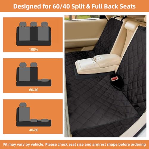 Bark Lover Dog Car Seat Cover for Back Seat, Upgraded Thickened Matte Fabric, Waterproof Backseat Protector, Non-Slip Rear Seat Cover for Dogs & Kids, Armrest Compatible, Fits Most Cars SUVs & Trucks - color: Black2-DZ