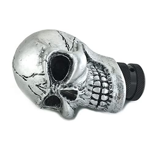 Arenbel Car Gear Lever Grip Knobs Skull Head Racing Shift Stick Manual Shifter Handle Fit Most Auto Manual Vehicles, Silver - color: Silver