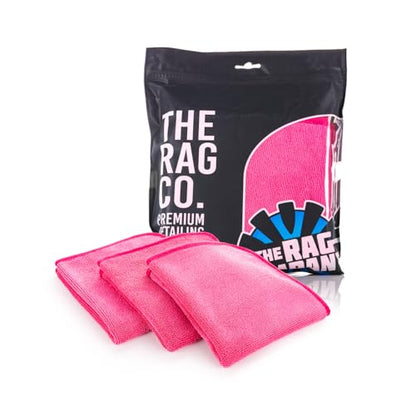 The Rag Company - Premium FTW Microfiber Cleaning Towels for Glass, Windows, Mirrors, Polished Surfaces - Streak-Free, Scratchless, 16" x16”, Pink, 3-Pack - color: Pink