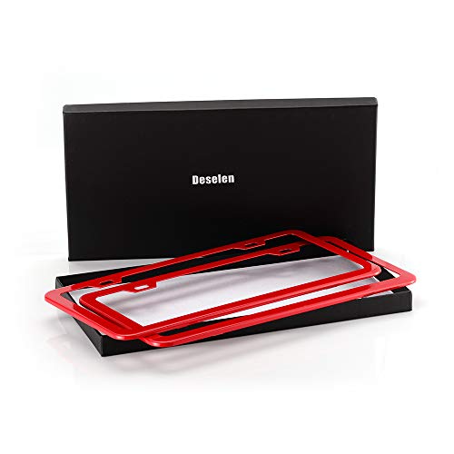 Red License Plate Frame, Metal Thin Stainless Steel with 2 Holes Screw Cap, 2 Pack (Red (Most Glamorous)) - color: Red (Most Glamorous)
