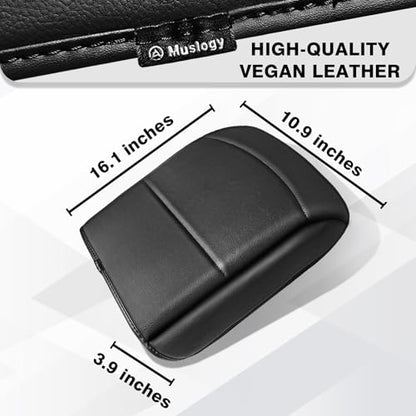 Muslogy Center Console Armrest Cover Fit for Ford F150 2021-2025 2026 Accessories, Comfort Armrest Pad Console Lid Cushion Vegan Leather 1-Inch Extra Thick(Bucket Seat ONLY) - size: 2) 21-25 |F150| Bucket Seat, +Thick