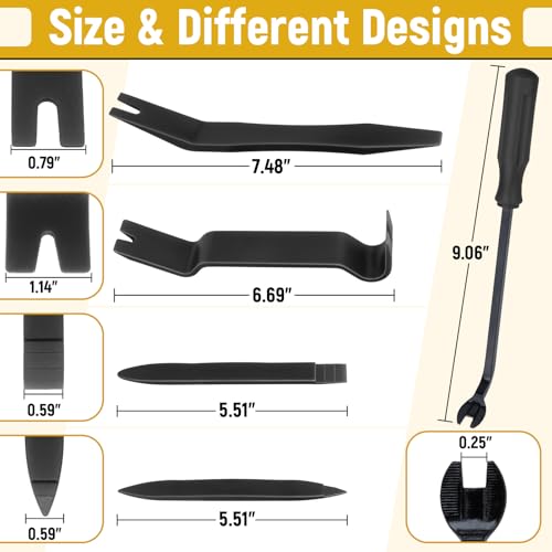 BFXM 5PCS Auto Trim Removal Tool kit, Car Clip Pry Tools Kit No Scratch Plastic, Car Door Panel Rivet Pliers Tool Kit, Automotive Interior Fastener Puller Remover Body Repair Set for Car - color: black
