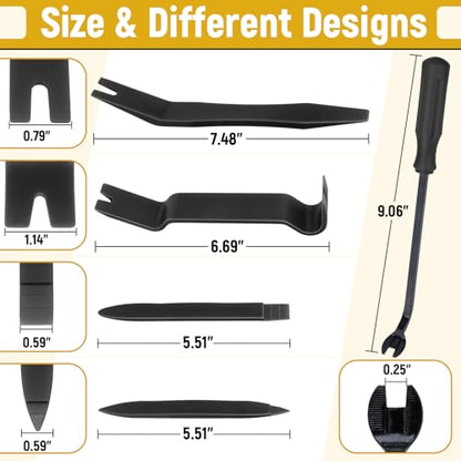 BFXM 5PCS Auto Trim Removal Tool kit, Car Clip Pry Tools Kit No Scratch Plastic, Car Door Panel Rivet Pliers Tool Kit, Automotive Interior Fastener Puller Remover Body Repair Set for Car - color: black