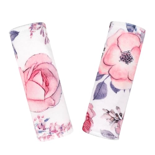 Car Seat Strap Cover for Babies, Soft Car Seat Belt Covers, Mink Car Seat Strap Shoulder Pads Girls, Pink Floral - color: Pink Floral