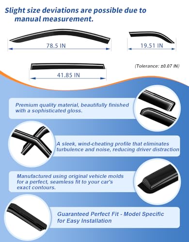 6-PCS Extra-Thick Rain Guards Fit for 2014-2023 Jeep Cherokee Extra Durable Tape-on Window Rain Guard Window Deflectors Vent Shades Window Visor Vent Visors Exterior - size: Fit for 2014-2023 Jeep Cherokee