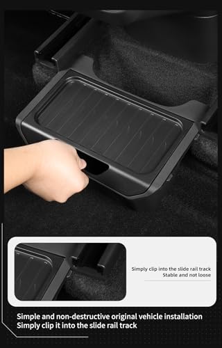 LUCKEASY Rear Center Console Organizer for Tesla Model Y 2021-2024 (Not fit Juniper 2025+) 2nd Row Under Floor Storage Box TPE Connected With ABS Lid Waterproof Model Y Rubbish Bin Anti-scratching - size: 2nd Row Box 1PCS