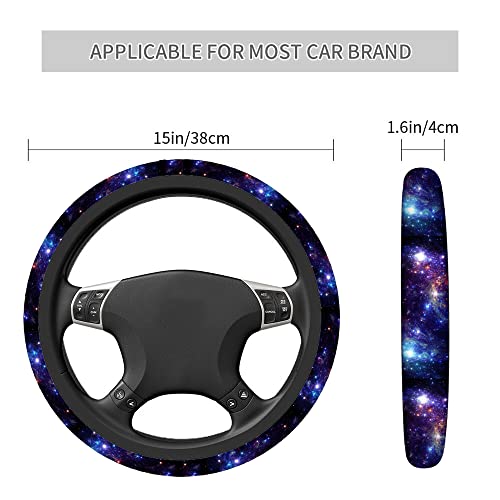 Swono Galaxy Purple Car Steering Wheel Covers Abstract Beautiful Space with Star Women Men Interior Accessories Universal 15 Inch Steering Steering Wheel Protector Anti-Skid Grips - color: multi-053