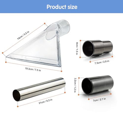 Universal Clear Vacuum Extraction Accessory Compatible with All Shop Vac Extractor with 1-7/8", 1-1/4" Adapters Wet Dry Vacuum Cleaner Attachments for Upholstery Carpet Cleaning Car Detailing - size: Large