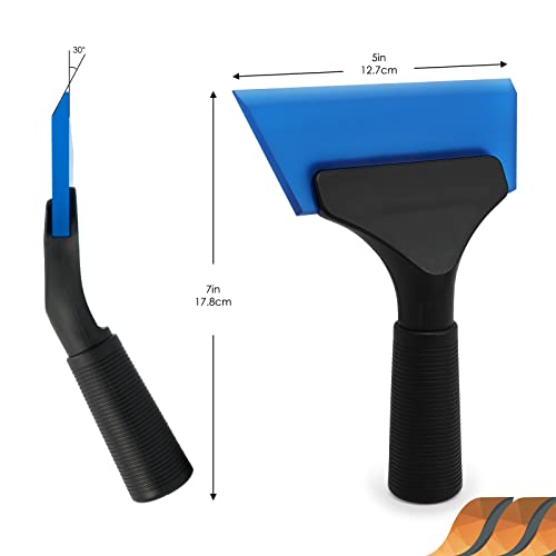 EHDIS Small Squeegee 5 inch Rubber Window Tint Windshield Scraper for Car,Glass, Mirror, Shower, Door,Bathroom Cleaning(Blue) - color: Blue