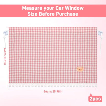 Gilprop 2 Pcs Car Window Shades Suction Cups Double Layer Auto Sun Shade Car Side Window Covers for Family Privacy Protection Breastfeeding Taking a nap Camping 18.5" x 26"(Pink) - color: Pink