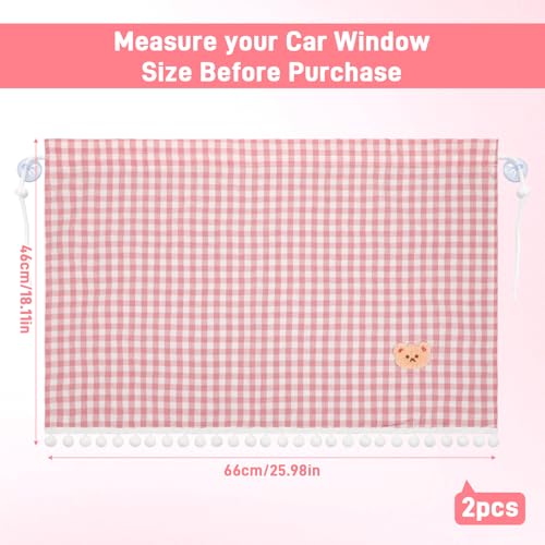 Gilprop 2 Pcs Car Window Shades Suction Cups Double Layer Auto Sun Shade Car Side Window Covers for Family Privacy Protection Breastfeeding Taking a nap Camping 18.5" x 26"(Pink) - color: Pink