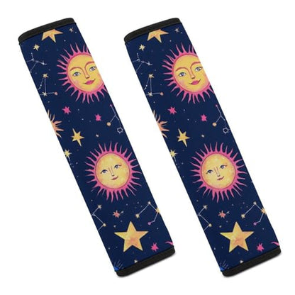 Women's Car Belt Covers, Space Galaxy Constellation Sun Moon Stars Pattern Fashion Cushion Pad Car Shoulder Strap Harness Pad - color: Color354