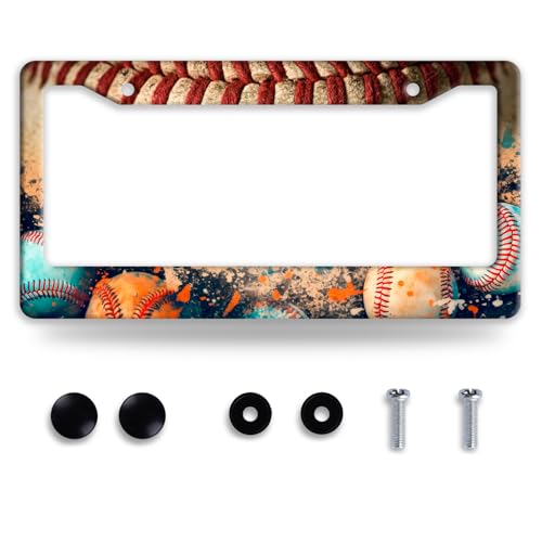 Baseball License Plate Frame Funny Ball License Plate Frames for Car Decorative Parts Stainless Stee License Plate for Standard Us Canada License Plate Holder 12x6 Inch for Women Men - color: Baseball