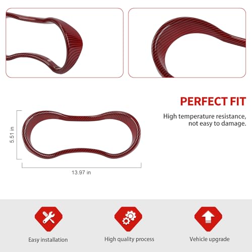 Jimen Fit for Dodge Durango 2014-2020, Car Dashboard Cover Interior Trim Accessories (Red Carbon Fiber) - color: Red Carbon Fiber