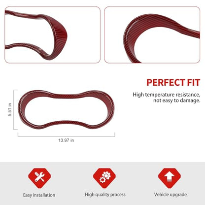 Jimen Fit for Dodge Durango 2014-2020, Car Dashboard Cover Interior Trim Accessories (Red Carbon Fiber) - color: Red Carbon Fiber