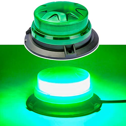 Green Led Emergency Strobe Beacon Lights with Magnetic Mount and 8 Flash Models Warning Safety Flashing Rooftop Signal Lamps for Vehicles Forklift Truck Tractor Golf (24-LED 12V-24V) - color: #4 Green