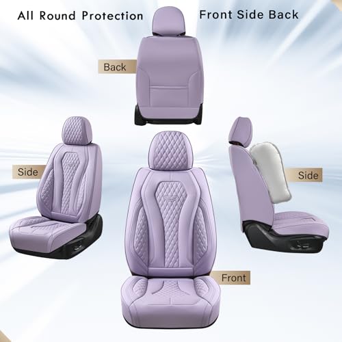 Coverado Seat Covers, Car Seat Covers Front Seats, Purple Car Seat Cover, Luxury Car Seat Covers, Seat Cushion, Front Car Seat Covers Leatherette Car Seat Protector - color: Purple, size: FrontPair