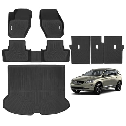 Naibeve Floor Mats for 2010-2017 Volvo XC60 - All Weather Custom Fit for Volvo XC60 Floor Mats & Cargo Mat & Backrest Mats Waterproof Interior Accessories - size: 26)XC60|2010-2017