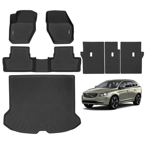 Naibeve Floor Mats for 2010-2017 Volvo XC60 - All Weather Custom Fit for Volvo XC60 Floor Mats & Cargo Mat & Backrest Mats Waterproof Interior Accessories - size: 26)XC60|2010-2017