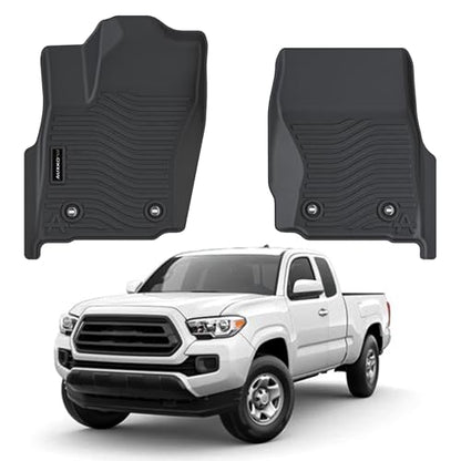 Auxko All Weather Floor Mats Fit for Toyota Tacoma 2026 2025 2024 Double & Access Cab XtraCab Front Row (Only for Automatic Include Hybrid and Gas) TPE Tacoma Accessory Odorless Anti-Slip Black - size: tacoma XtraCab|2024-2026|floor mats