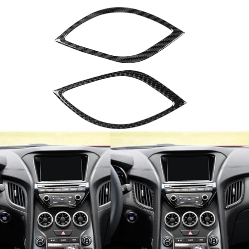Trim Central Console Side Vent Frame Car Stickers Decals Compatible with Hyundai Genesis Coupe 2013 2014 2015 2016 Interior Accessories Real Carbon Fiber - color: Central Vent