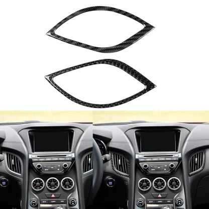 Trim Central Console Side Vent Frame Car Stickers Decals Compatible with Hyundai Genesis Coupe 2013 2014 2015 2016 Interior Accessories Real Carbon Fiber - color: Central Vent