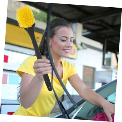 2pc Long Handle Wheel Cleaning Brush Set for Car Detailing Tire Brush Hard Bristles for Rim and Tire Scrub