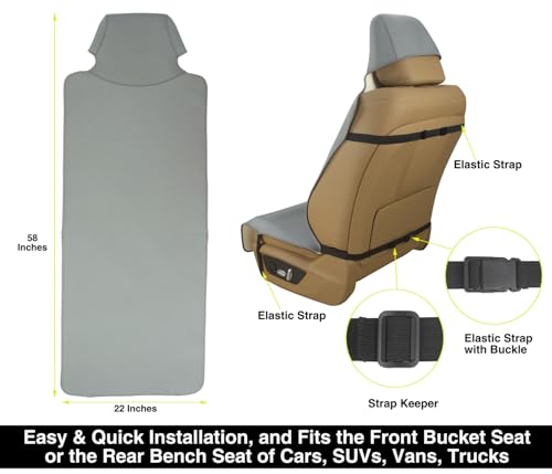 VSHIELD Waterproof Neoprene Car Seat Cover, Sweatproof Non-Slip Seat Protector, Universal Fit for Front Bucket or Rear Bench Seat of Cars, SUVs, Vans, Trucks, Compatible with Airbags and Armrests - color: Gray