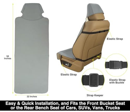 VSHIELD Waterproof Neoprene Car Seat Cover, Sweatproof Non-Slip Seat Protector, Universal Fit for Front Bucket or Rear Bench Seat of Cars, SUVs, Vans, Trucks, Compatible with Airbags and Armrests - color: Gray