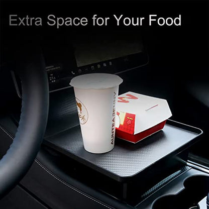 JSCARLIFE Center Console Tray for T-esla Model Y Model 3, Food Tray Table for Eating with Passenger, Car Tray Organizer Placing Essentials for T-esla Model Y/3 Accessories