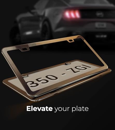 Gloss Silver License Plate Frame - 2-Hole Sleek Style, Stainless Steel, Premium Metal Durability, Easy Install, 2-Pack Gift Box - Polished Mirror Clear Finish - color: Gloss Silver(Mirror-like)