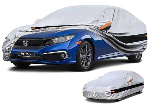 10 Layer Sedan Car Cover Waterproof All Weather for Automobiles,100% Waterproof Outdoor Car Covers Rain Snow UV Dust Protection, Custom Fit for Honda Civic, Toyota Corolla, VW Jetta,etc - color: Silver, size: A3-See vehicle size chart