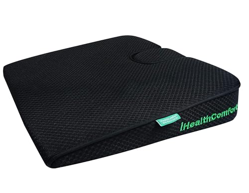 IHEALTHCOMFORT(19.7×17.7inches Extra Large Sciatica Seat Cushion for Office Chair,Oversized Car and Truck Seat Cushion,U-Cut Long Sitting Pain Relief Chair Pad - size: 19.7x17.7