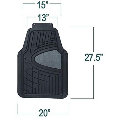 FH Group Premium Liners Tall Channel Trimmable All Weather Rubber Full Set Car Floor Mats (Beige) w. Trimmable All-Season Cargo Liner (Black) - Universal Fit for Cars Trucks and SUVs - color: Beige, style: With Cargo Mats