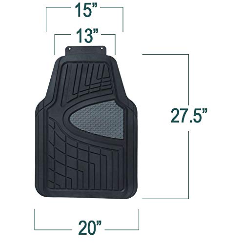 FH Group Premium Liners Tall Channel Trimmable All Weather Rubber Full Set Car Floor Mats (Black) w. Trimmable All-Season Cargo Liner (Black) - Universal Fit for Cars Trucks and SUVs - color: Black, style: With Cargo Mats