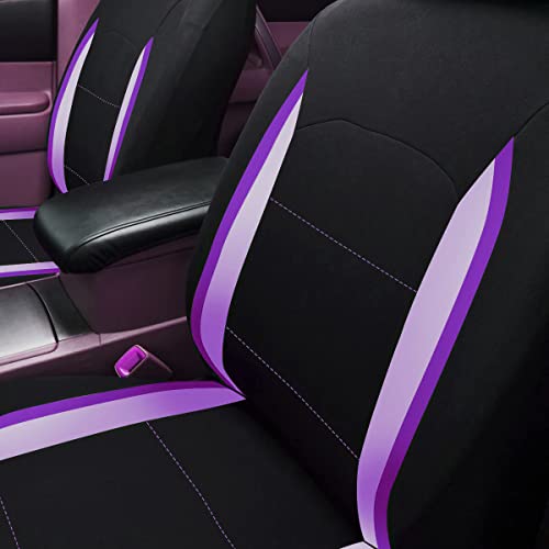 Flying Banner Car Seat Covers Front Seats Rear Bench Polyester car seat Protectors Easy installations Rear Bench Split Classic Man Lady Truck - color: Black Purple & Light Purple