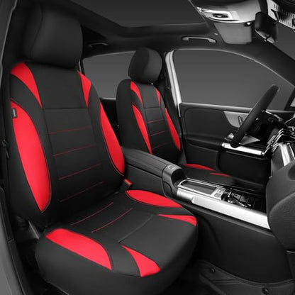CAR PASS Neoprene Wetsuit Seat Covers, Waterproof Car Seat Covers Full Sets with 5mm Composite EVA, Universal Fit for Car,Sedan, SUV TrucksAnti Slip, Airbag Compatible(Black Red - color: Red full sets