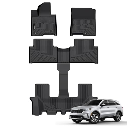 Auxko All Weather Floor Mats Fit for Kia Sorento Hybrid 2026 2025-2021(Include PHEV 22-26) TPE Rubber Liners Sorento Hybrid Accessories Set All Season Odorless Anti-Slip Floor Mats - size: sorento hybrid|2021-2026|floor mats