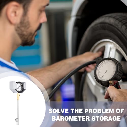 Zonon 2 Pieces Air Gauge Holder Tire Pressure Gauge Holder Storage Hanger Aluminum with Screw for Car Tire Stores Shops Garages Warehouses Silver